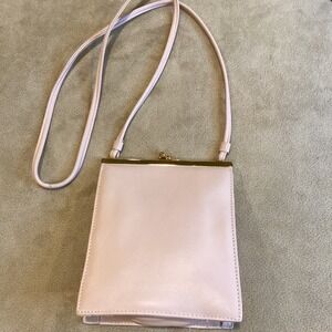 Bechamel Genuine Leather Light‎ Pink Purse, Gold Hardware, Turn Lock Clasp